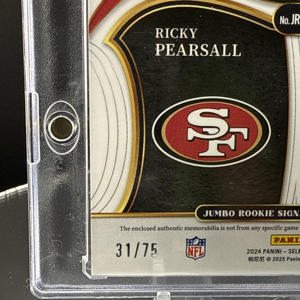 2024 Panini Select Ricky Pearsall Jumbo Rookie Signature Swatches RPA /75 - Picture 3 of 4